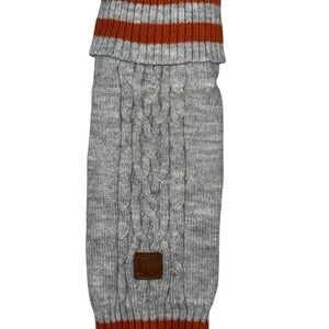Gray and Orange Cable Knit Pet Sweater